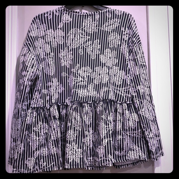 Zara | Floral and Stripes Peplum Top - Picture 10 of 13